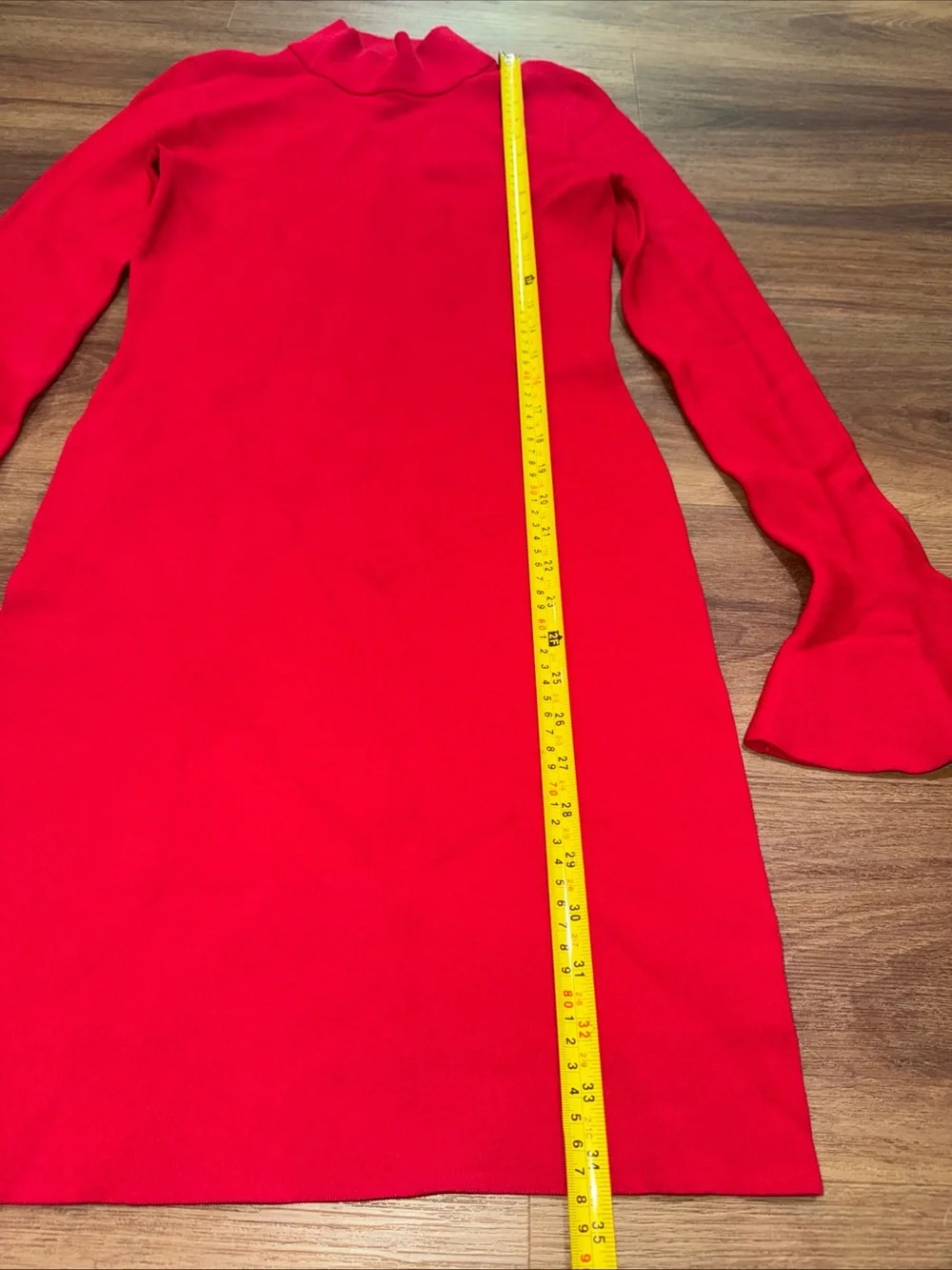 Michael Kors Sweater Dress Women Size Small Red Mock Neck Bell Sleeve